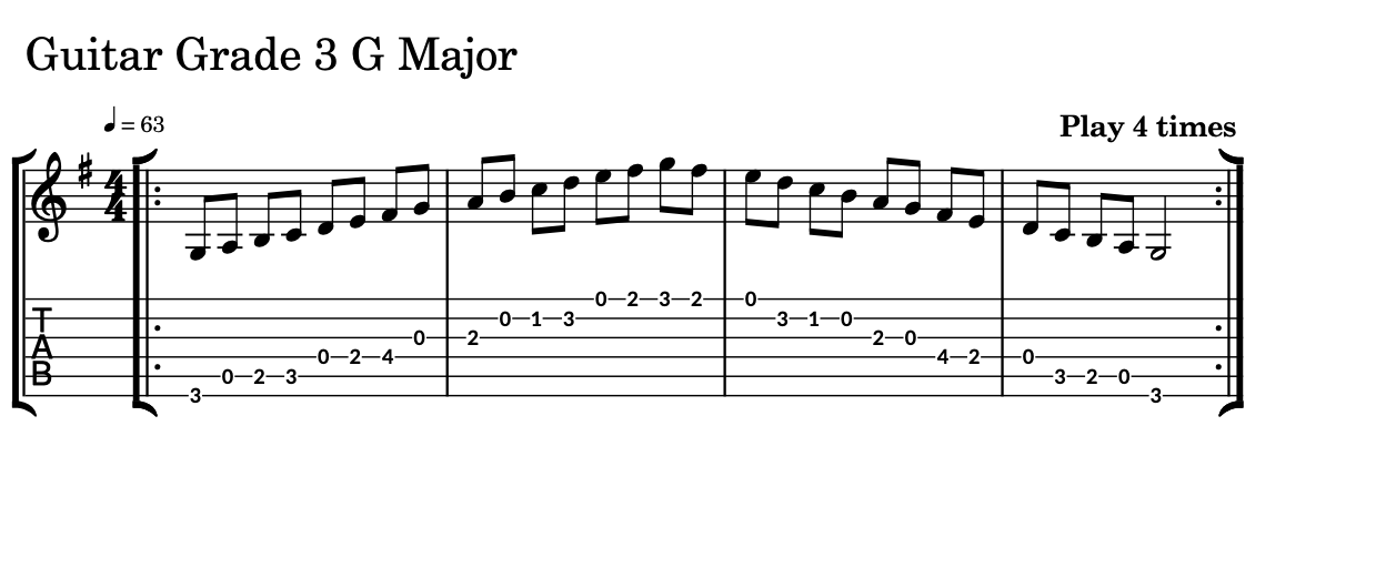 Sheet Music of a Scale