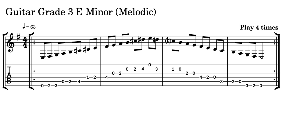 Sheet Music of a Scale